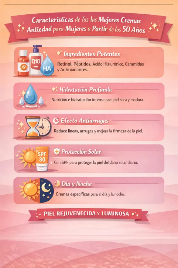 Características de las Mejores Cremas Antiedad para Mujeres a Partir de los 50 Años