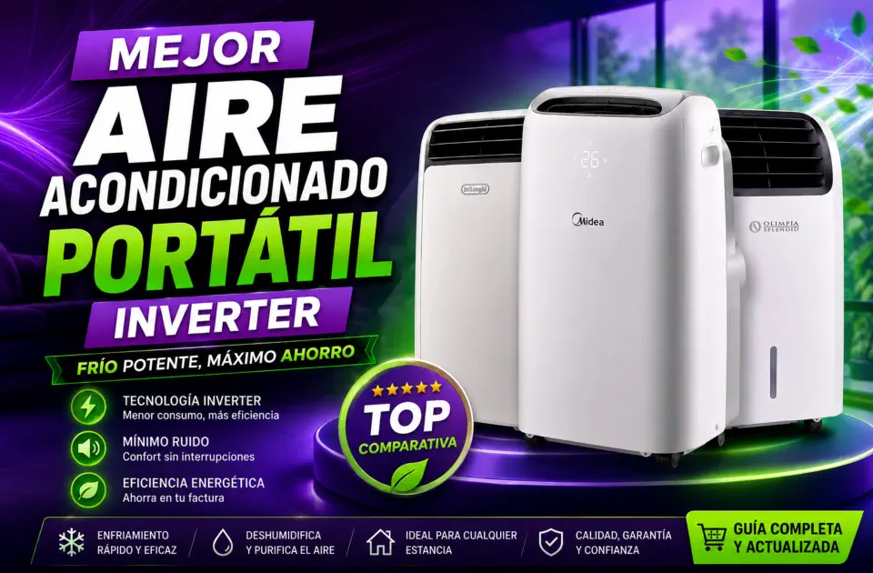 Mejor aire acondicionado portátil inverter: guía para enfriar sin obra