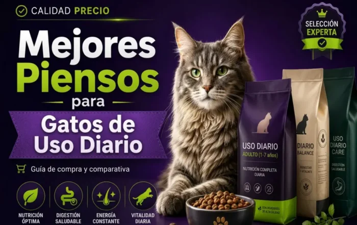 Guía de compra verificada por Calidad PrecioMejores piensos para gatos para uso diario calidad precio: guía premium para llenar el cuenco con cabezaHay compras que se hacen una vez y se olvidan. El pienso de un gato no es una de ellas: vuelve al carrito cada pocas semanas, influye en su peso, en su energía, en el arenero, en el brillo del pelo y también en tu presupuesto mensual.Esta selección de mejores piensos para gatos para uso diario calidad precio reúne 6 opciones reales para rutinas distintas: gato esterilizado, hogar con varios gatos, digestión sensible, compra premium clásica, saco grande de ahorro y receta sin cereales en formato medio. Para ampliar la decisión puedes revisar nuestras guías de mejores piensos para gatos calidad precio, mejores marcas de alimentos para gatos, mejores comederos automáticos para gatos.6 opciones para diarioSacos rentablesFotos reales en fichas y previewsSin pagar de más por marketing